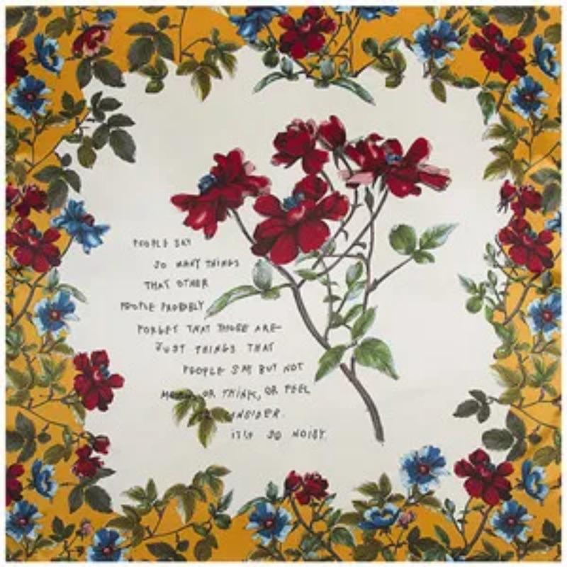 New Arrival Korean Style Hand Paint Rose Silk Satin Square Scarf Spring Autumn Women Scarfs Shawls 90*90 Cm Scarves