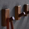 Walnut Wood Wall Hooks, Nordic Creative Entryway Coat Hooks, Punch-Free Solid Wood Hanging Hooks for Door Back Clothes Hanging