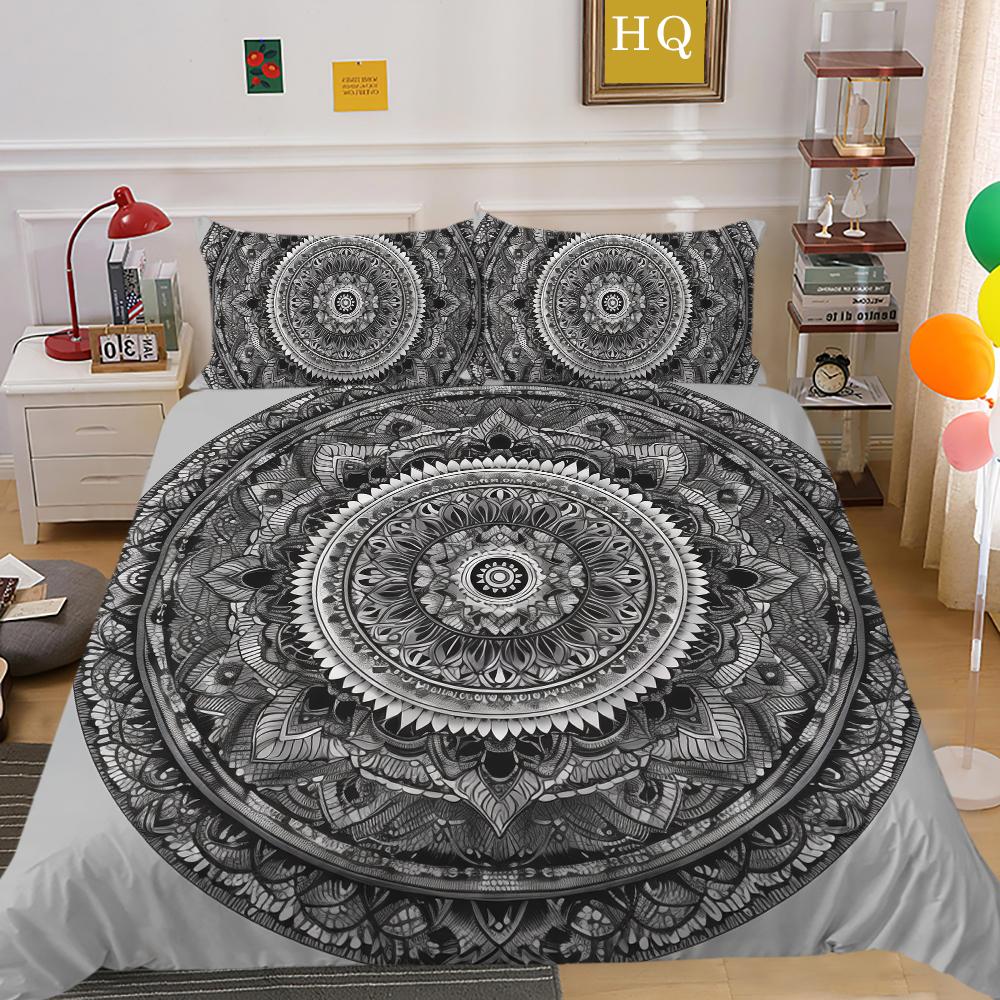 Mandala Printed Bedspreads Twin Size Microfiber Bedding Cover Cool Boy Fashion Duvet Cover Set Bedroom Decor