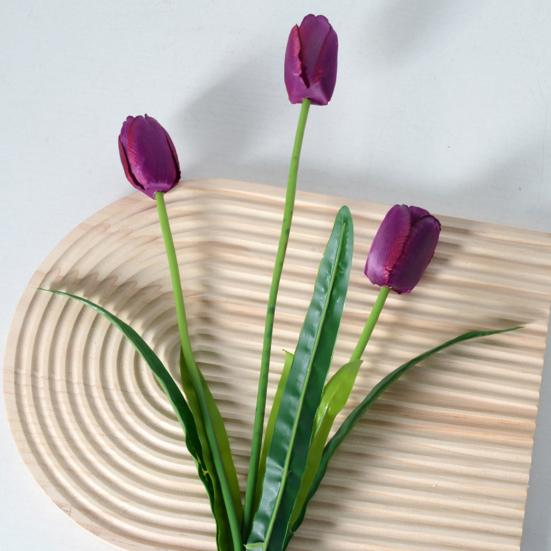 Искусственные Цветы 3-главный Шелковый Букет Тюльпанов с Гибким Железным Стеблем Искусственная Цветочная Композиция Свадебные Украшения Реквизит для Фотосъемки