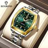 Tonneau Dial Quartz Watches For Men Luxury Diamond Elegant Stainless Steel Waterproof Luminous TOP Brand Men Wristwatch