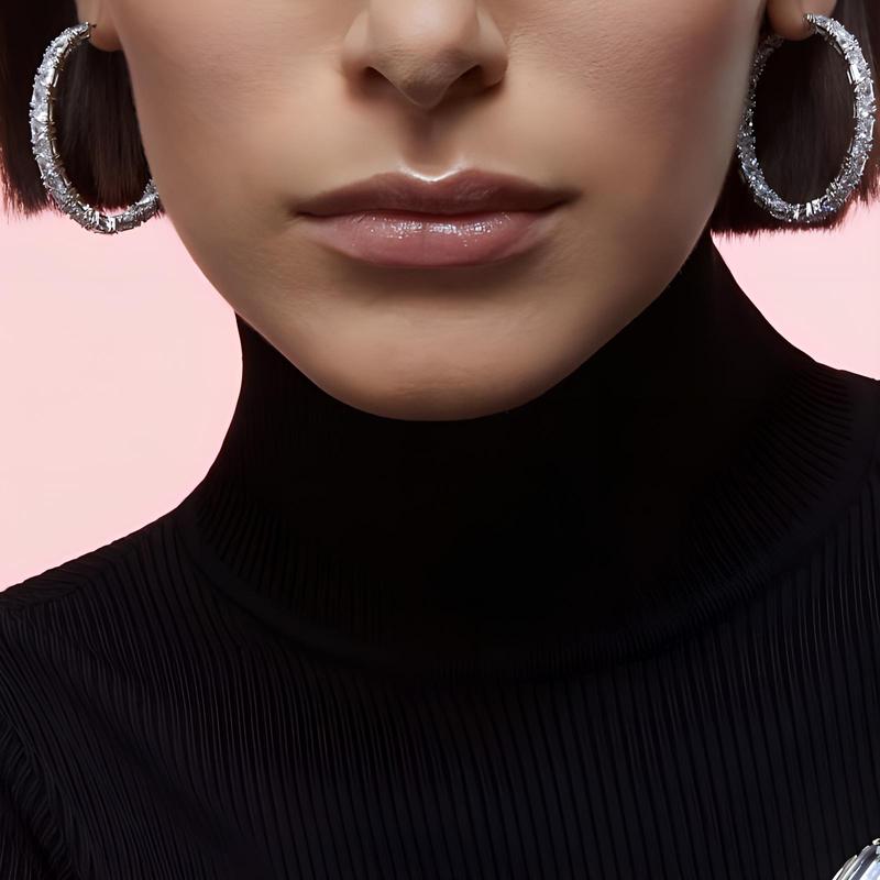 Swarovski Millenia triangle cut large hoop earrings silver 5598343