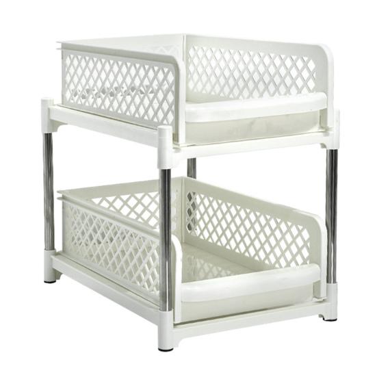 Выдвижной органайзер под раковиной, стеллаж для хранения, двухслойный дизайн, большая вместимость, прочная несущая способность, простая сборка