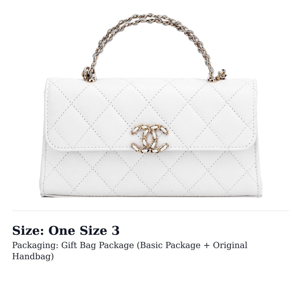 CHANEL Shiny Grain Calfskin Shoulder Bag, Crossbody Bag, Handbag Women's White AP3238-B10307-10601