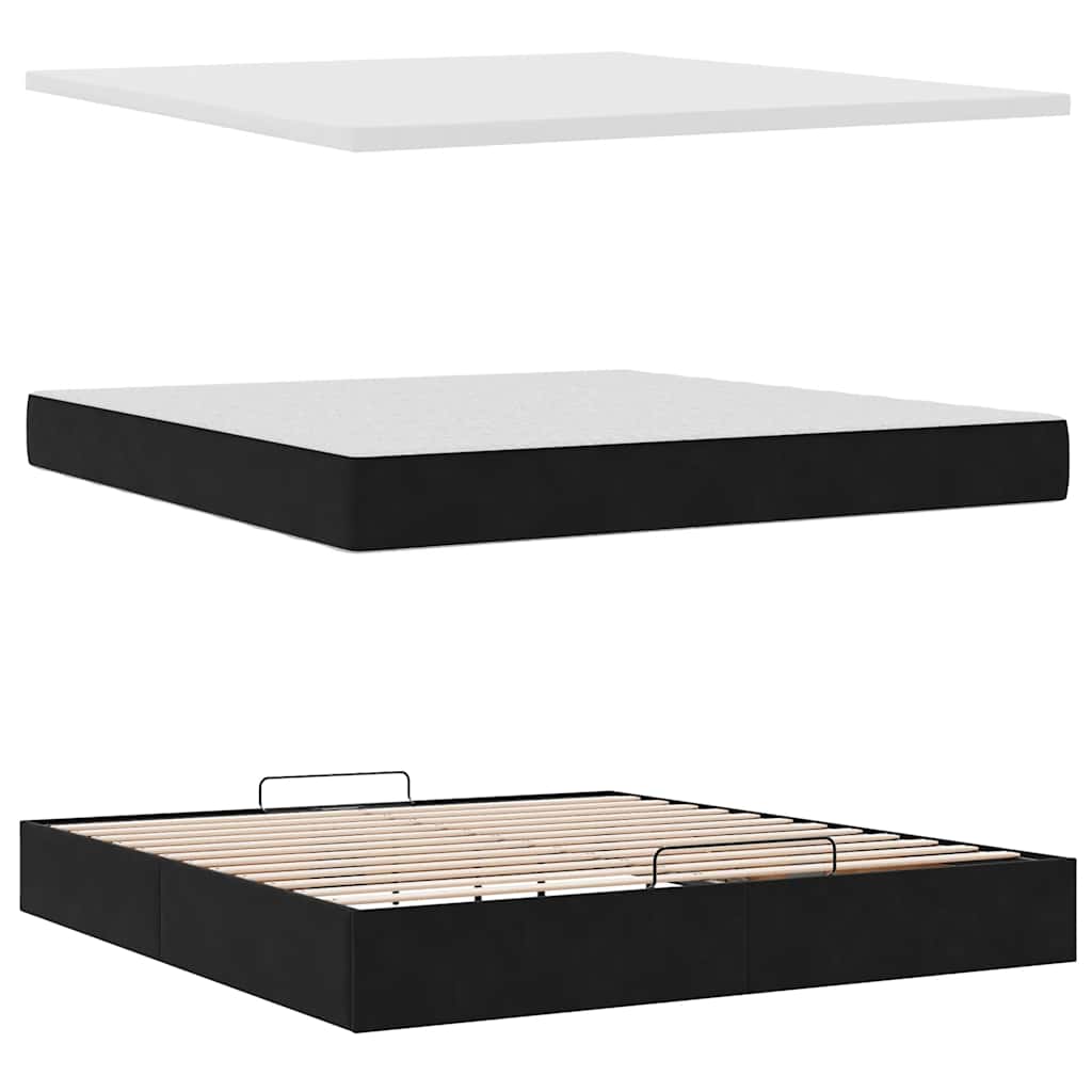 Ottoman Bed with Mattress & LEDs Black 180x200 cm Velvet