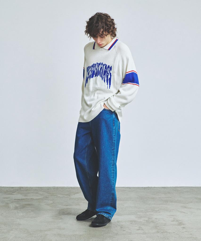 Вязаный воротник-стойка в стиле varsity с жаккардовым узором, цвет внебелый