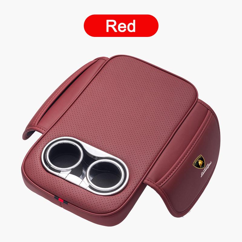 Leather Car Center Console Armrest Cushion 2 Cup Holder For Lamborghini LP570 LP610 Urus LP700 LP770 Gallardo Aventador Keyring VV3
