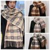 Акриловые волокна Сердце Утолщенный шарф Длинная кисточка Шаль Корейский стиль Клетчатый Вязаный шарф Пара