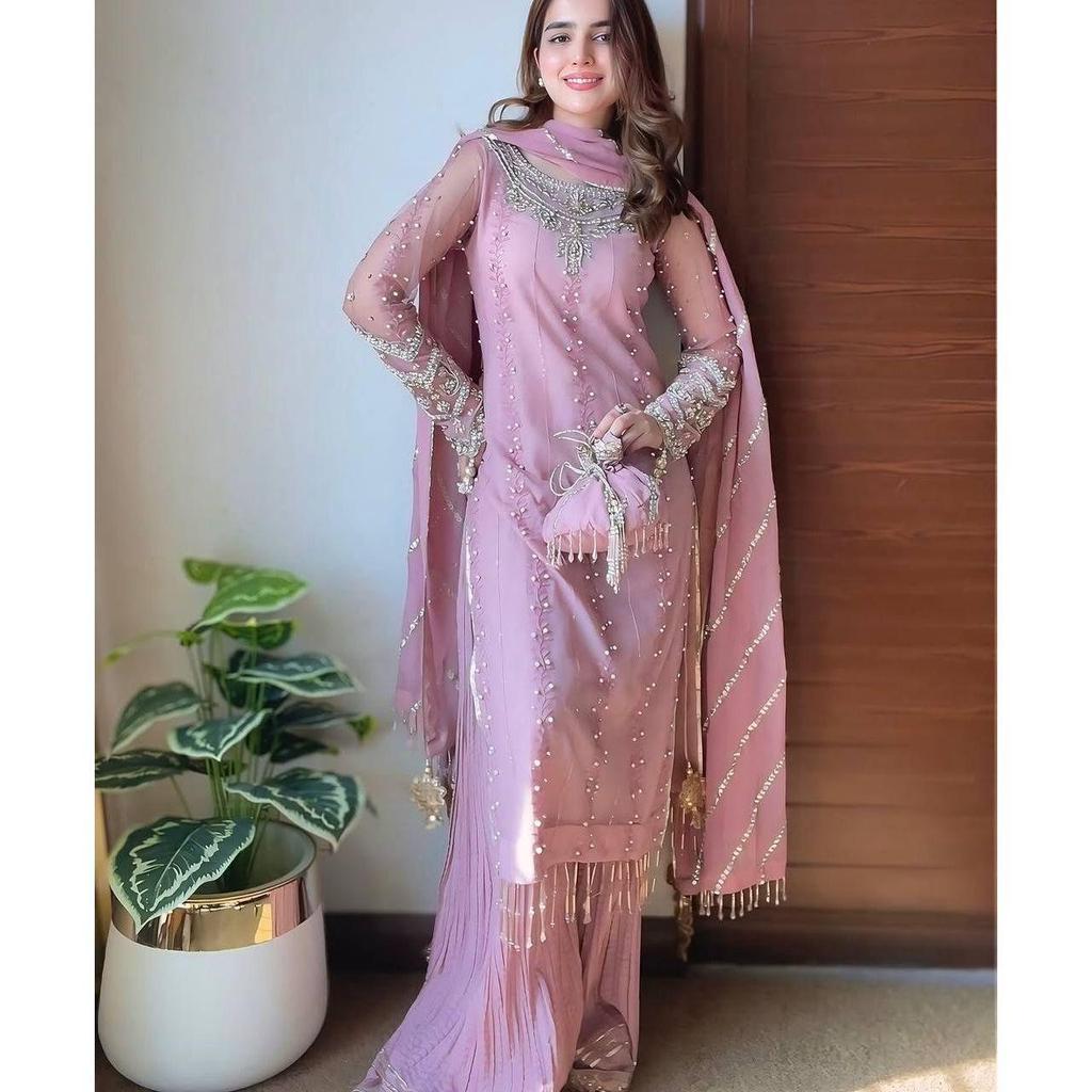 Представляем новый дизайнерский праздничный наряд: чистый тяжелый искусственный жоржет топ, палаццо и дупатта