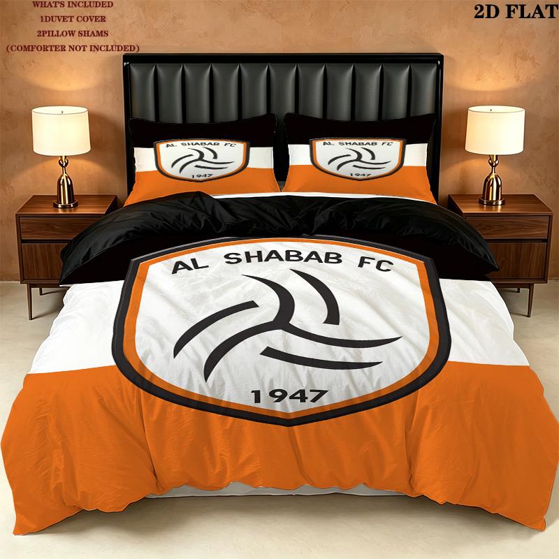 Alshabab Fc Pattern Bedding Quilt Set Quilt Cover Pillowcase Home Birthday Gift(1 * duvet cover + 2 * pillowcase, without core)