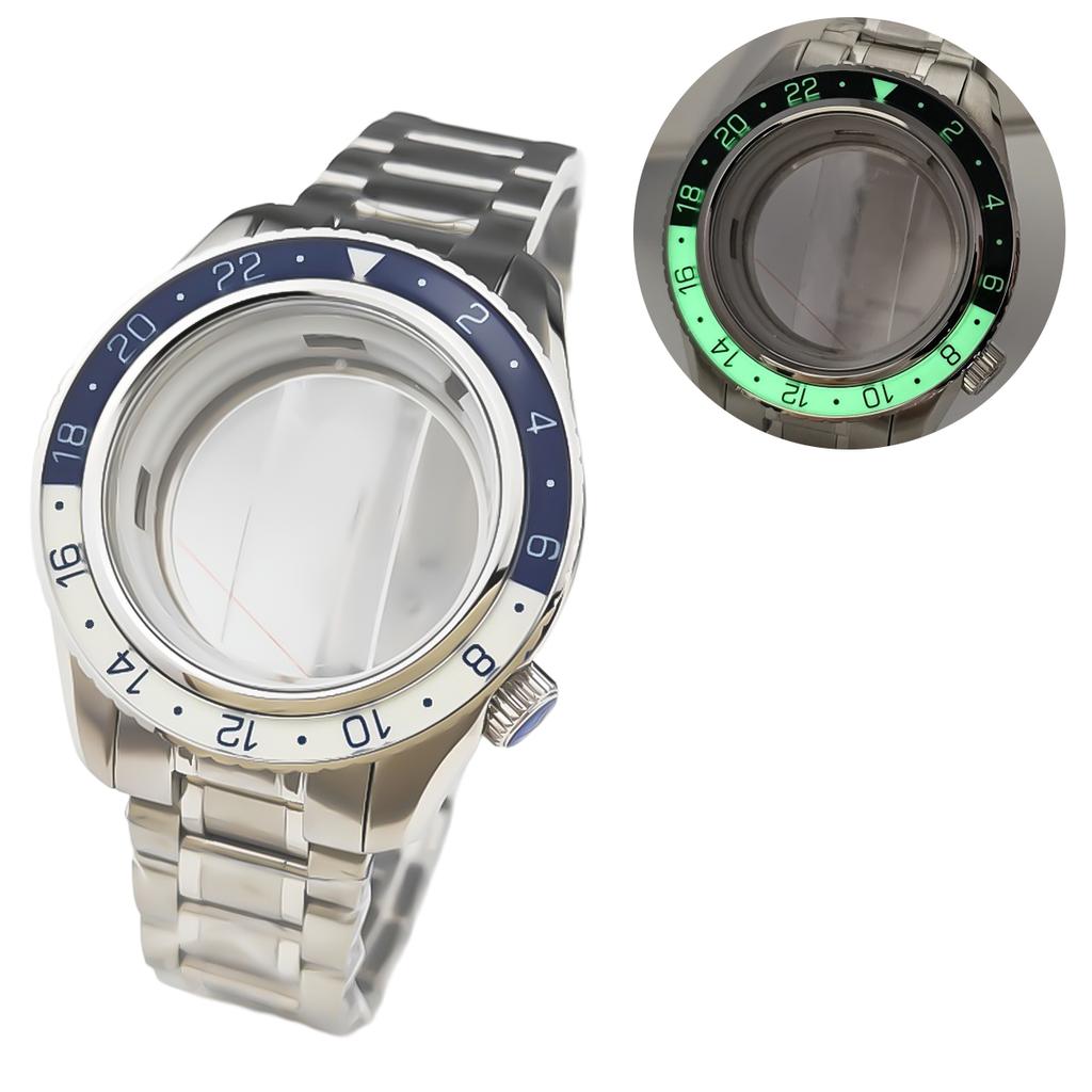 44 мм Корпус Безель Ремешок для часов Подходит для 32 мм Циферблата Для Seiko Grand GMT NH35/34/36/4R35A/4R36A Автоматический Механизм Сапфировое Стекло Модификация Частей