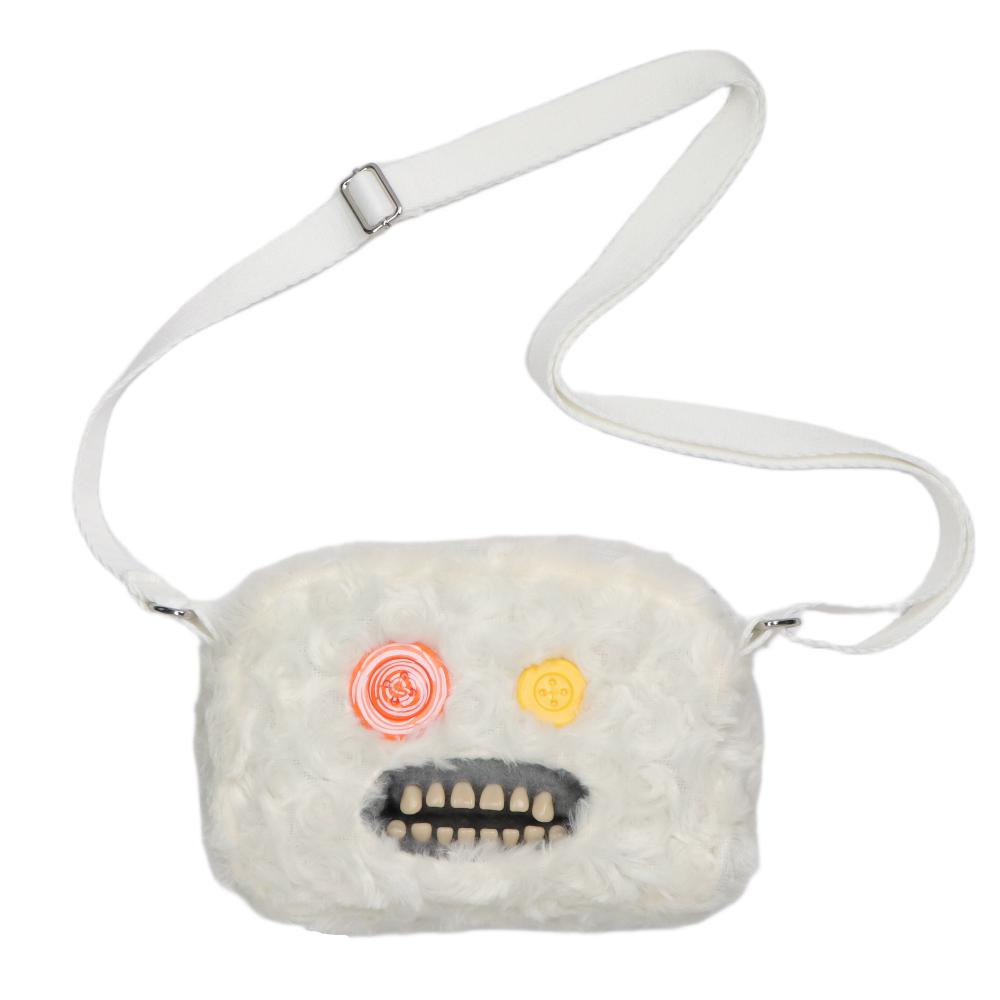Ugly Cute Tooth Monster Plush Crossbody Bag With Chain Strap Funny Cartoon Animal Shoulder Purse For Girls