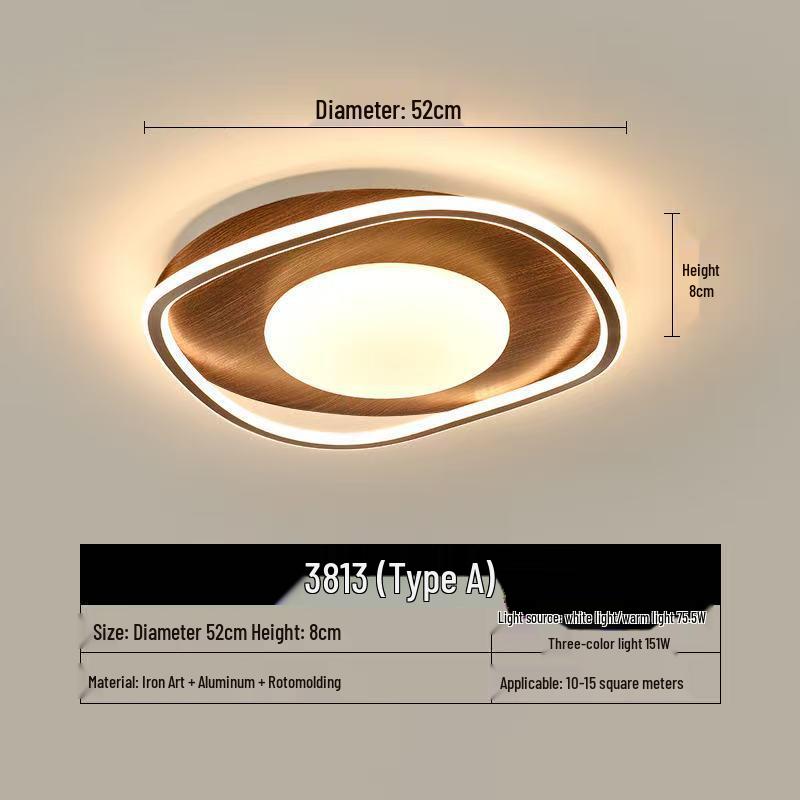 Mid-Century Modern Walnut Ceiling Light - Minimalist Wabi-Sabi Style