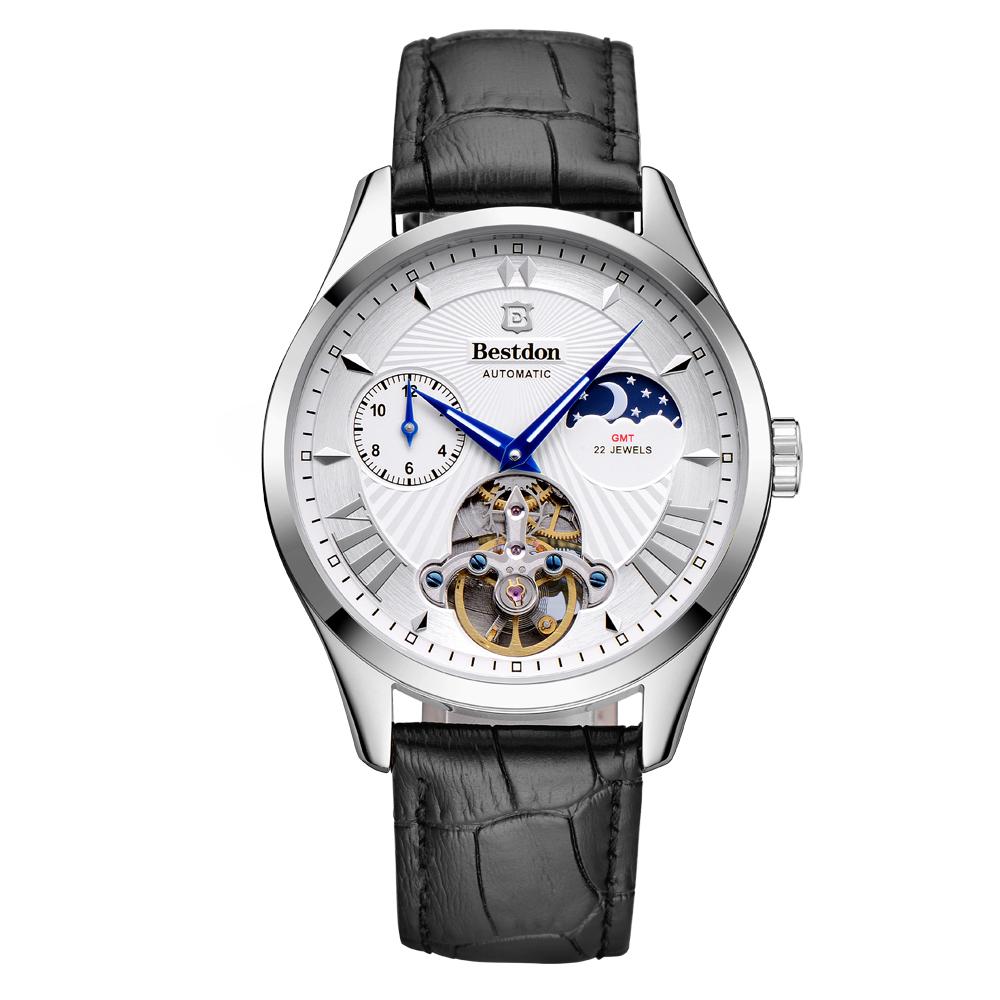 Beseuteudon 6 O'Clock Автоматические кожаные часы с открытой задней крышкой Bd7113Gps