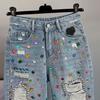 Diamond Studded Beads High-waisted Denim Shorts Female Summer Models Slim Versatile Broken Tassel Shorts
