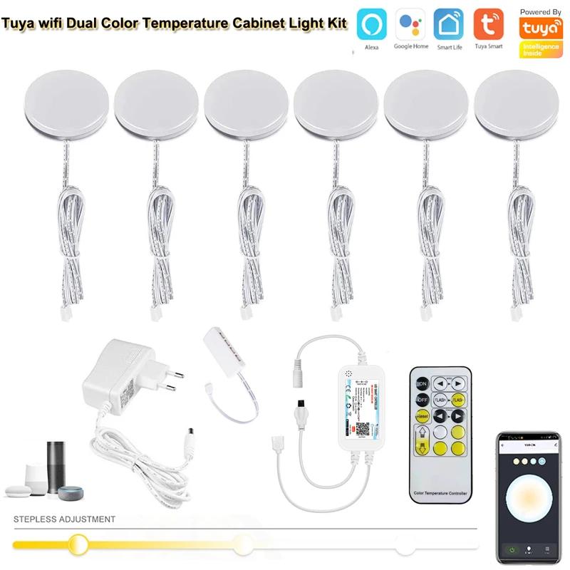 Полный комплект DC12V Tuya Wifi подсветка под шкафом ИК пульт дистанционного управления одноцветная/RGB/CCT светодиодная лампа с регулировкой яркости кухонное освещение домашний декор