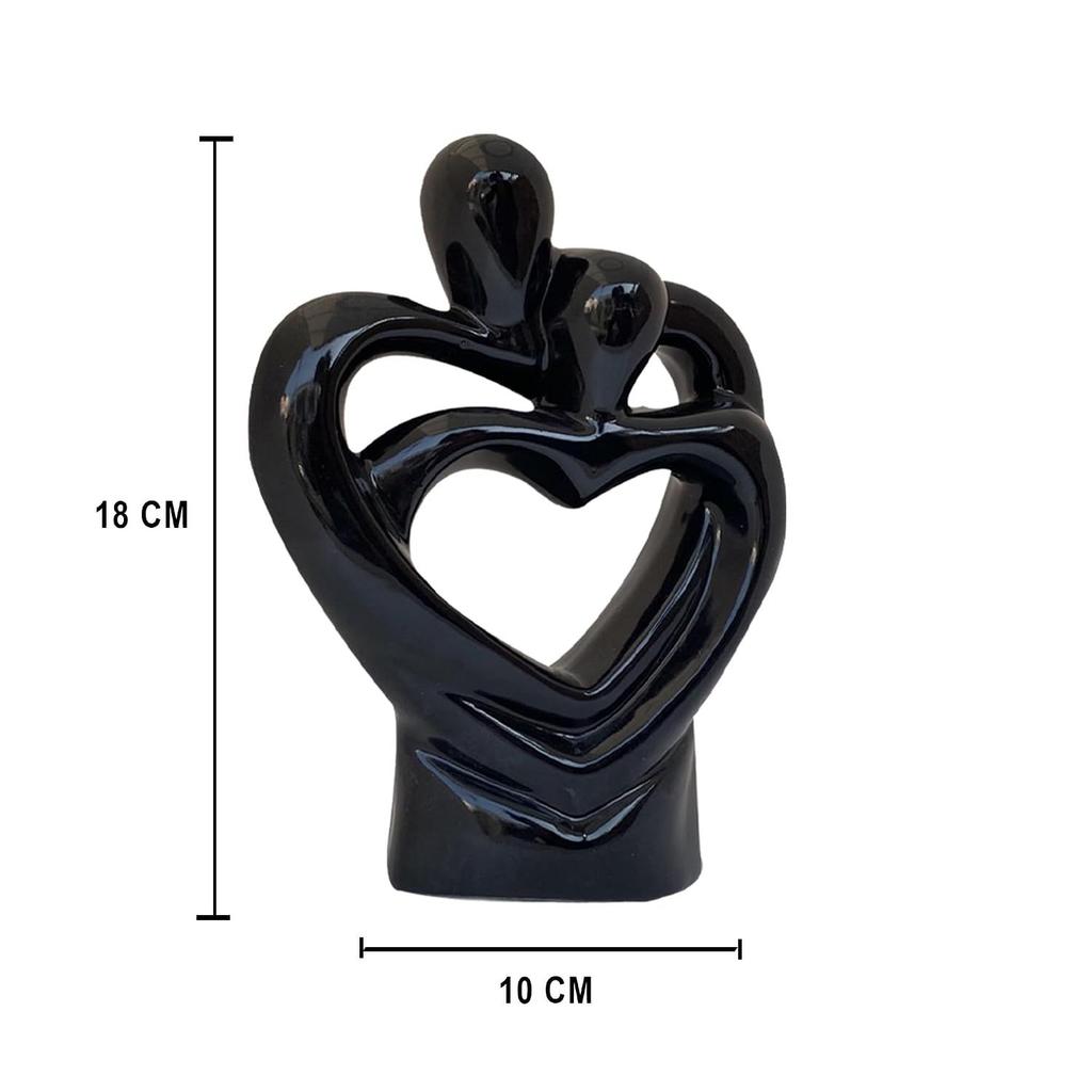 Passionate Romantic Couple Ceramic Statue for Home Decor (Pack of 1, Black)