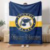 Name Custom St. Louis Blues Logo Print Flannel Blanket High Quality Warm Comfortable Cover for All Seasons Perfect for Gifts Home Decor