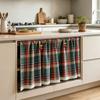 British Plaid Kitchen Curtain Half-Length Decorative Privacy Panel Cabinet Pantry Green With White Trim