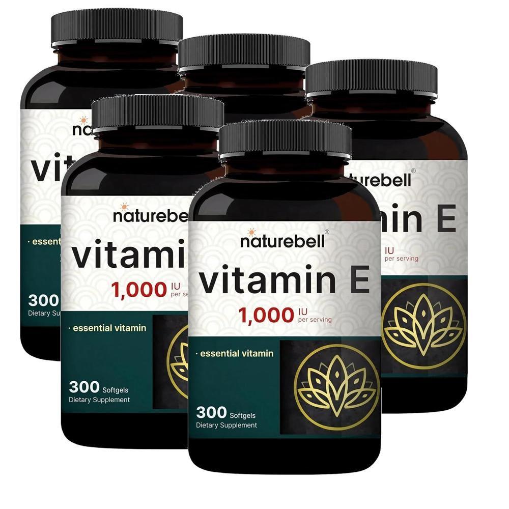 NatureBell Vitamin E Oil 1000 IU Softgels 300 Tablets 5 pcs