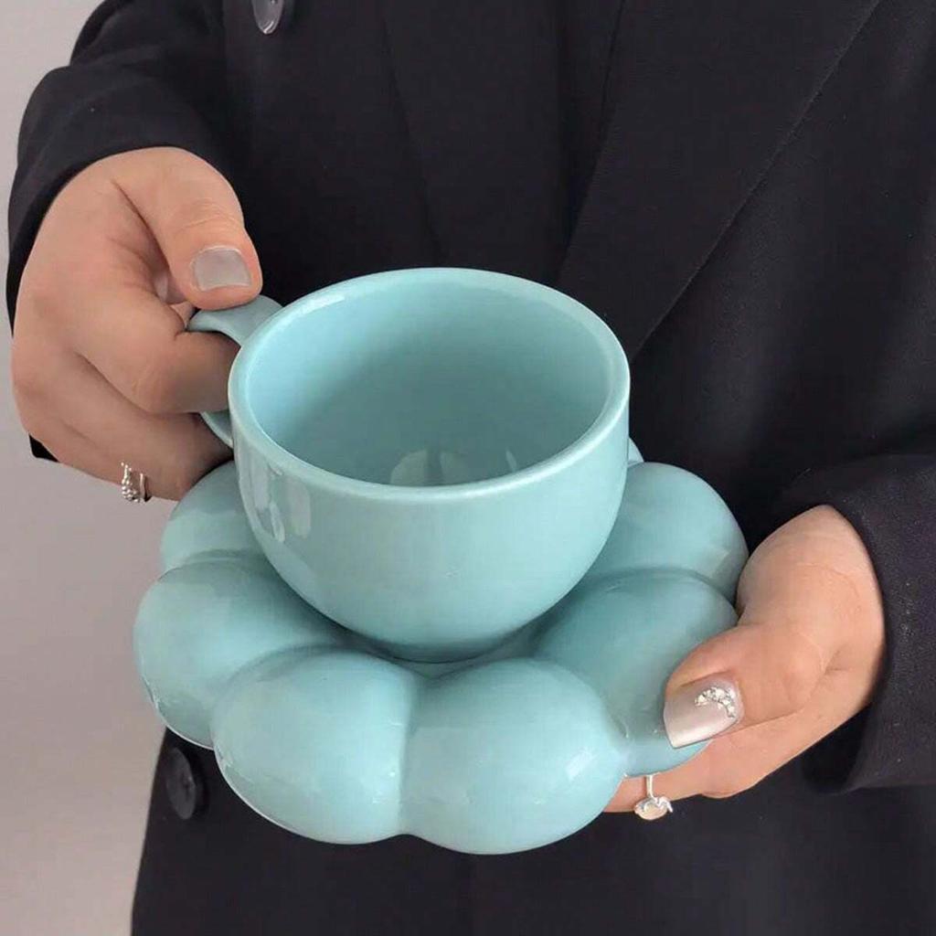 Ceramic Mug Cute Cloud Decorative Plate Coffee Cup Set Creative Ceramic Cup Gift Modern Living Room Home Decoration