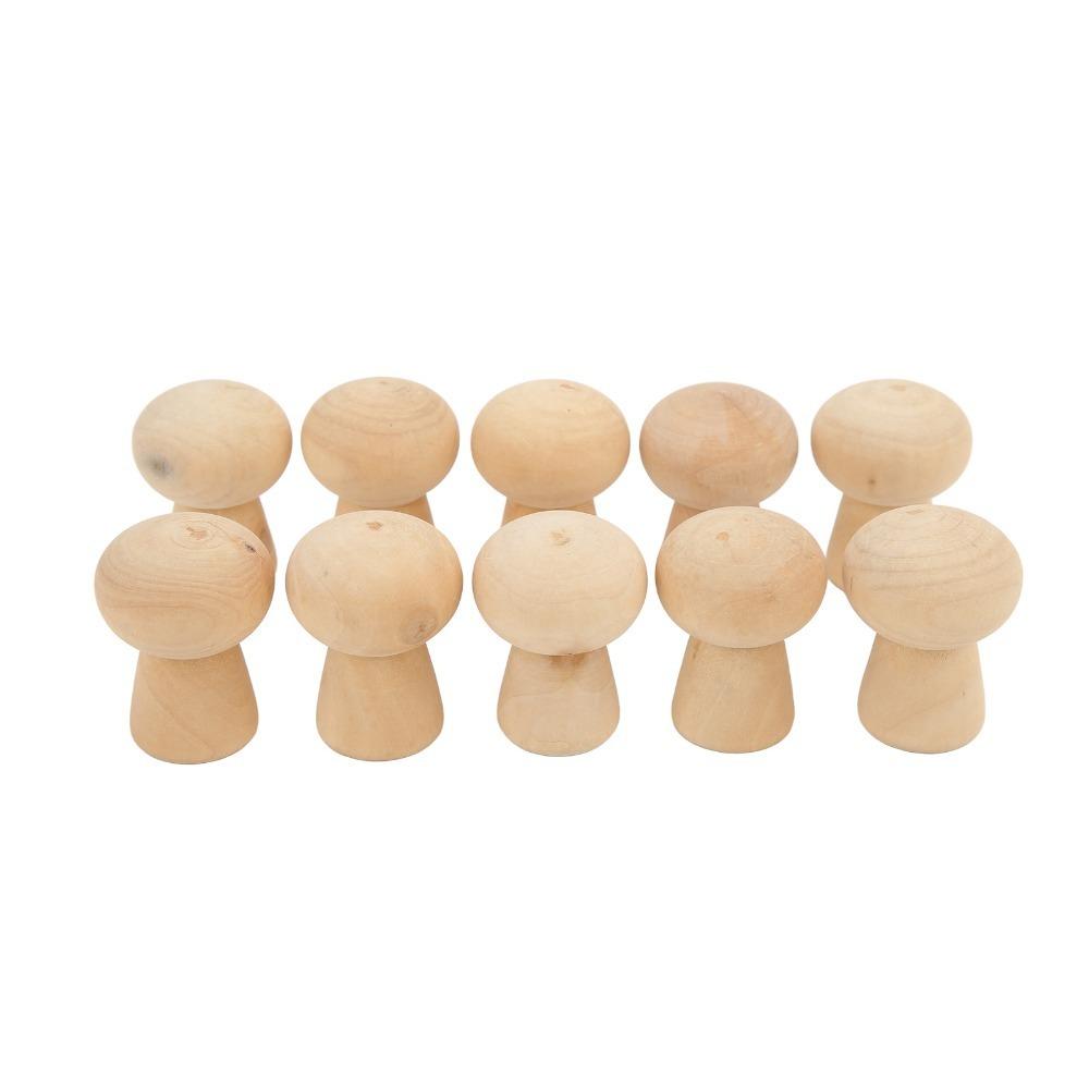 10pcs DIY Production Wooden Peg Dolls Wooden Mushroom Figurines DIY Arts Crafts Projects