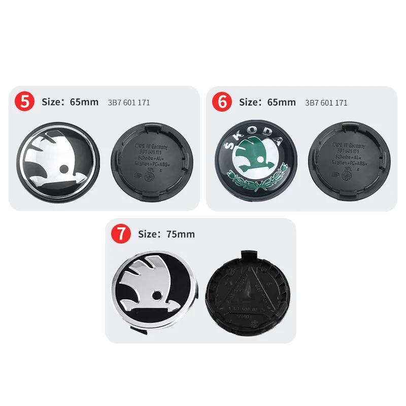 AAAJD1 4pcs 56mm 65mm 75mm 5JA601151A 1J0601171 3B7601171 Car Wheel Center Hub Cover Badge Emblem For Skoda Fabia Superb Rapid Yeti