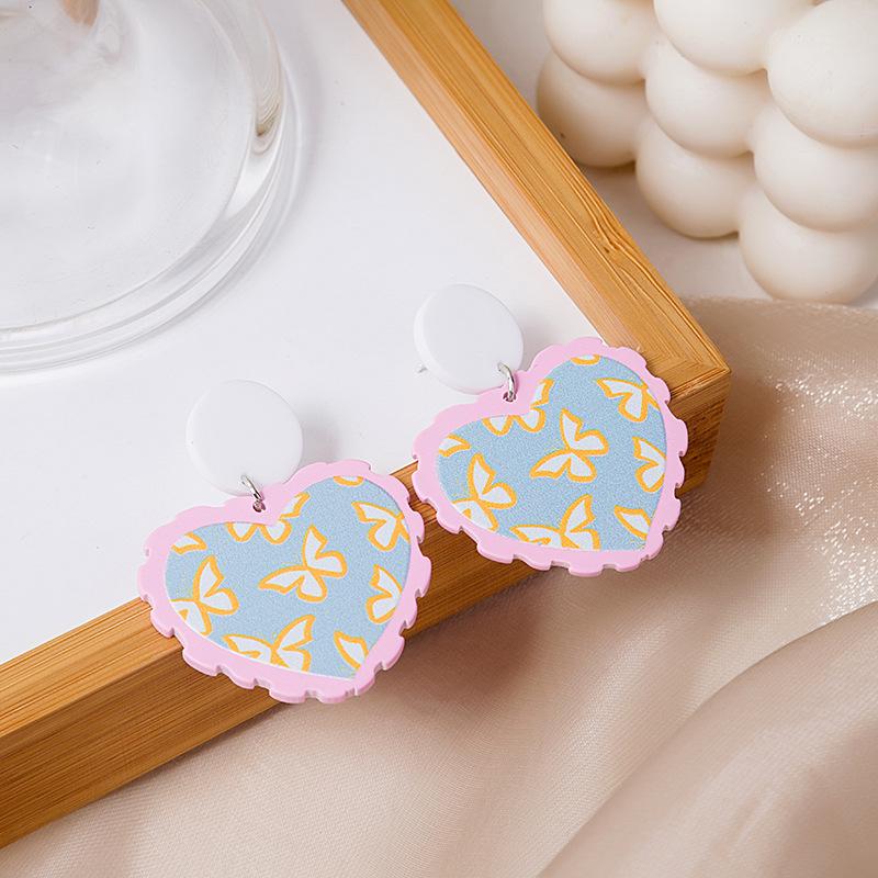 Геометрические серьги «Любовь» с серебряной иглой: Европейский и американский ретро-стиль, красочный, универсальный, мода осень/зима.