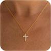 Sterling Silver Cross Necklace for Women - Dainty Small Choker Religious Faith Jewelry Baptism Gift