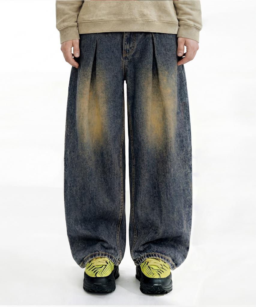 NTET Vintage Front Pintuck Denim Pants (Vintage Black)
