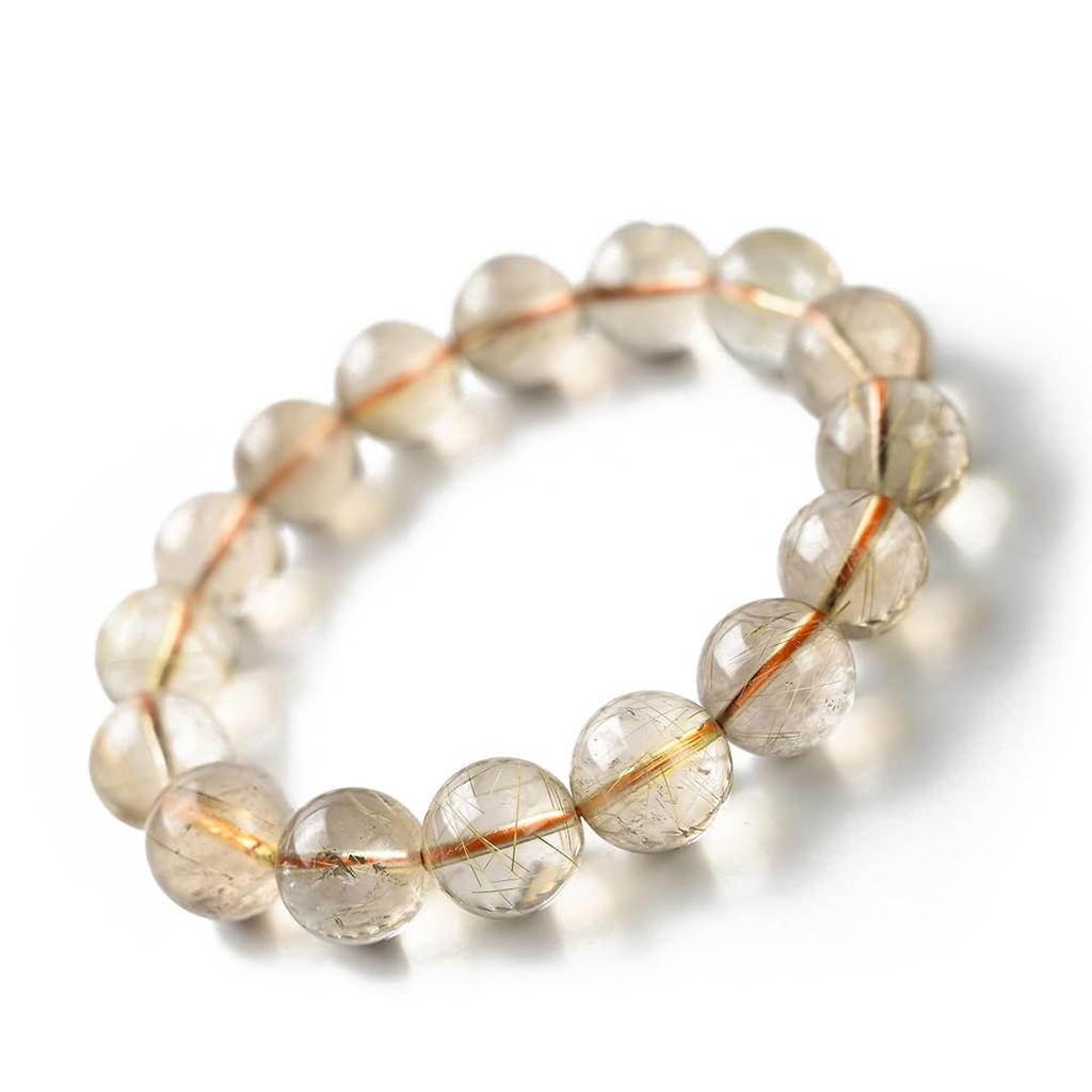 Jewelry Town Shosenkyo Rutilated Quartz 16cm Inner Power Stone for Good and Work [Eigado] Bracelet, 13.5mm Beads, Diameter, Fortune, Money,