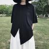 Plus Size Women Irregular Slit T-shirt Summer Short Sleeve Loose Tops Oversized Shirts for Women