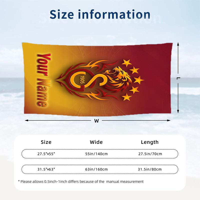 Beach Towel Custom Name Text, Quick Dry Large Towel For Beach HomeGalatasaray FC