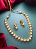 Gold-Plated White Stone-Studded & Beaded Handcrafted Jewellery Set