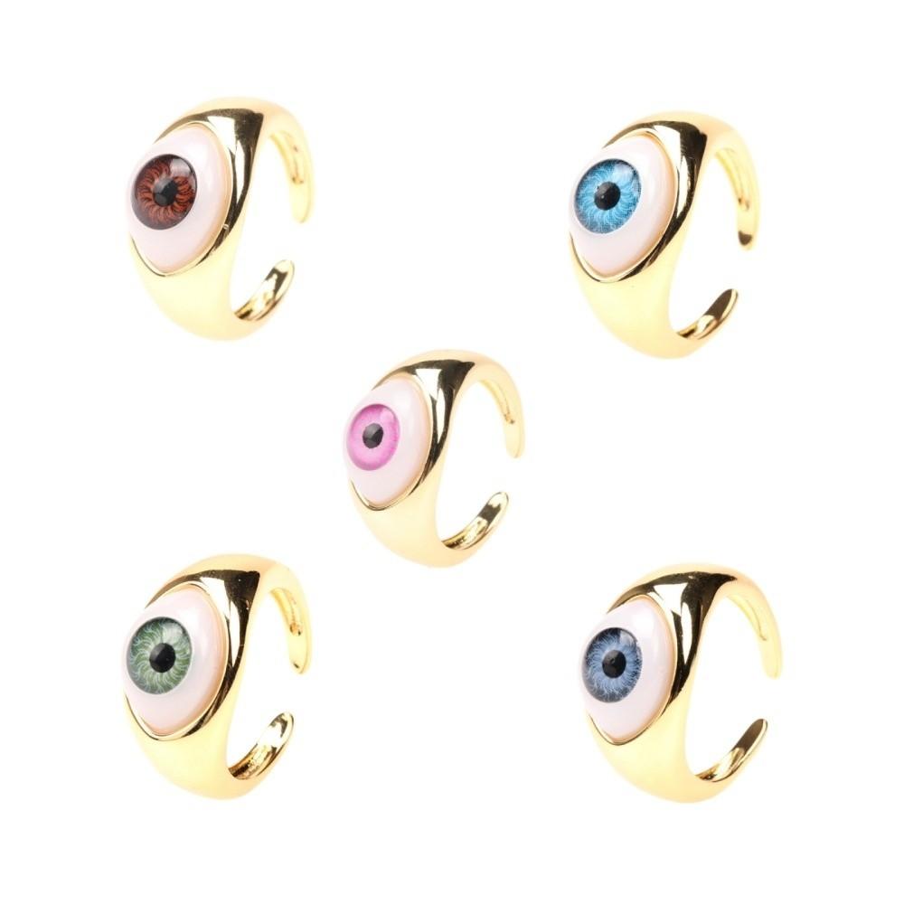 Jewelry Copper Gold Plated Demon Eyes Finger Ring Vintage Cool Resin Eyes Ring Creative Personalized Punk Eyeball Ring Girls