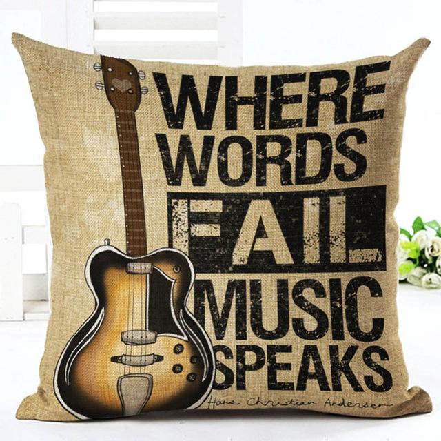 Retro Note Cushion Cover Cotton Linen Creative Vintage Musical Notes Decorative Pillowcase Piano Pillow Case For Sofa Cover Zt62