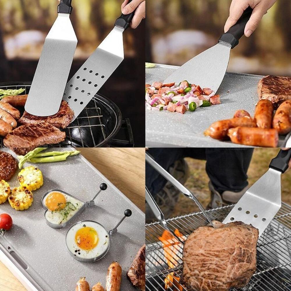 Stainless Steel Teppanyaki Scraper Non-Stick Cooking Spatula Steak Fried Shovel Outdoor BBQ