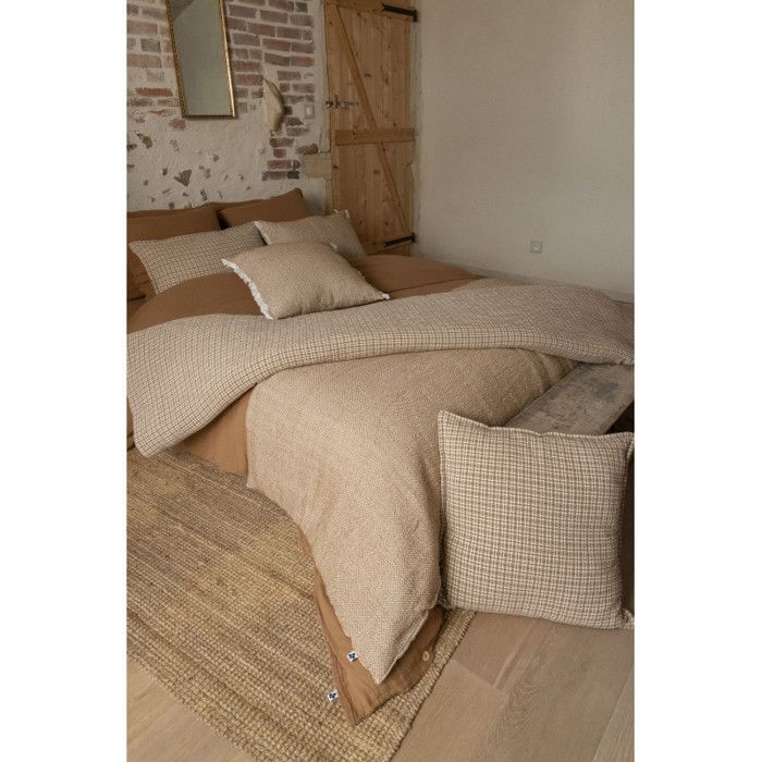 Coussin déhoussable avec franges 50 x 50 cm "Anton" Coton texturé l'Effet papillon