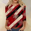 Women's Fashion Casual Seven Sleeve Christmas Printed Round Neck Top