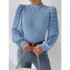 Autumn Winter Women's Knitted Sweater Fashionable Round Neck Patchwork Long Sleeved Women's Clothing T-Shirts Women’s