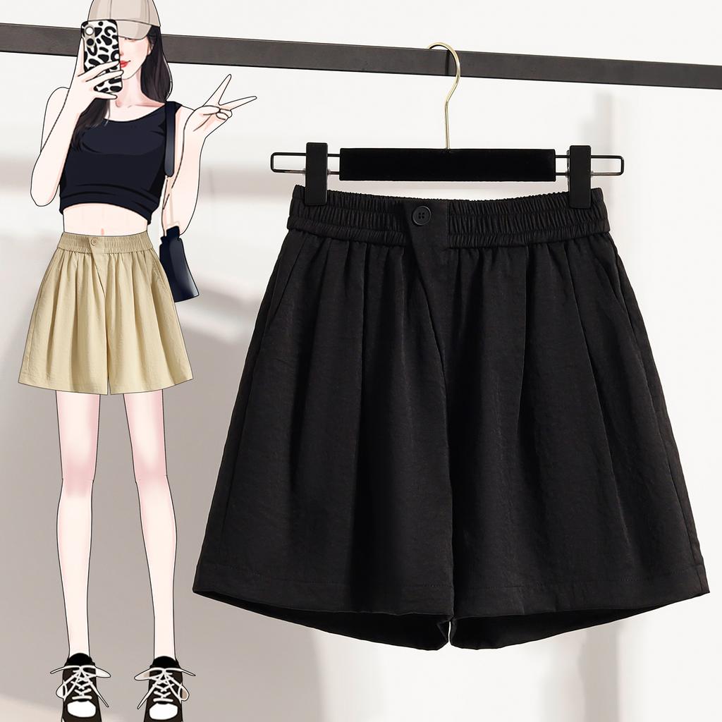 Dimanaf 2025 Plus Size Shorts Summer Women Elastic Loose High Waist Casual Short Pants Basic New Wide Leg Pants