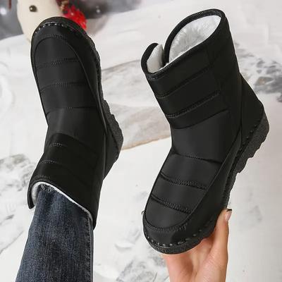 Женские уютные зимние сноубутсы - Мягкие, нескользящие плюшевые ботильоны на платформе и регулируемые ремешки для активного отдыха, повседневные сноубутсы