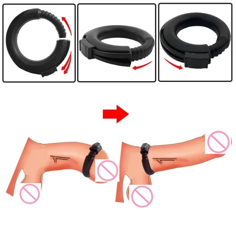Men's Adjustable Silicone Cock Ring, Stamina Trainer for Erection Support & Last Longer, Stretchy Foreskin Corrector, Pleasure R