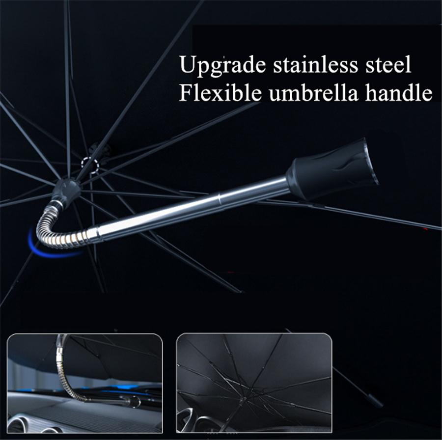 Upgraded Car Windshield Sun Shade Umbrella with Free-Adjustment Handle Windscree