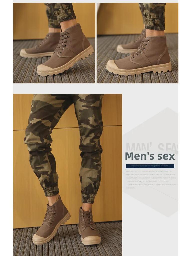 Сапоги из парусины в стиле ретро унисекс: Осенне-зимняя повседневная обувь средней длины