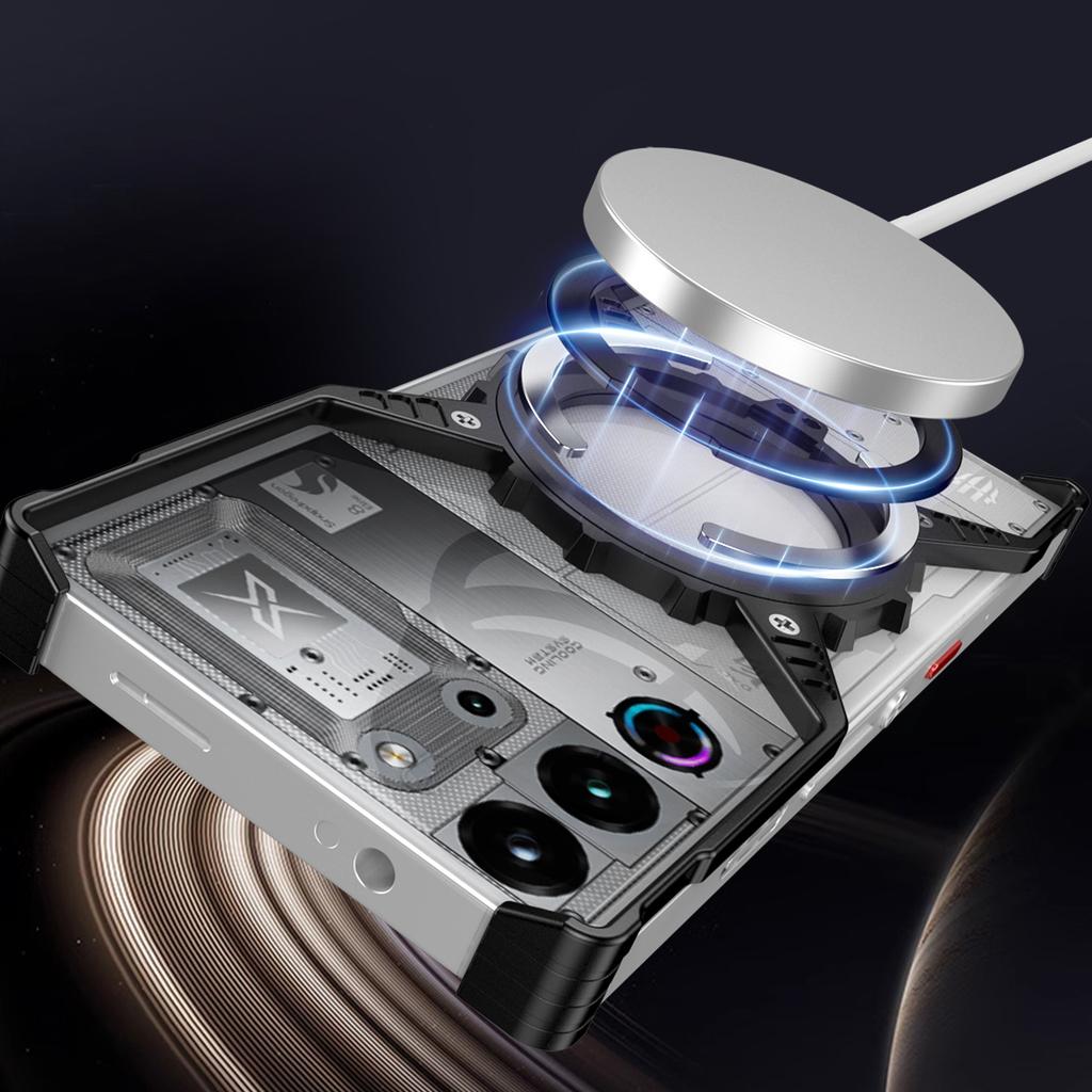 For ZTE Nubia Red Magic 10 Pro+ 5G/10 Pro 5G Case Magnetic Kickstand Aluminum Alloy+PC Bumper Phone Cover Heat Dissipation