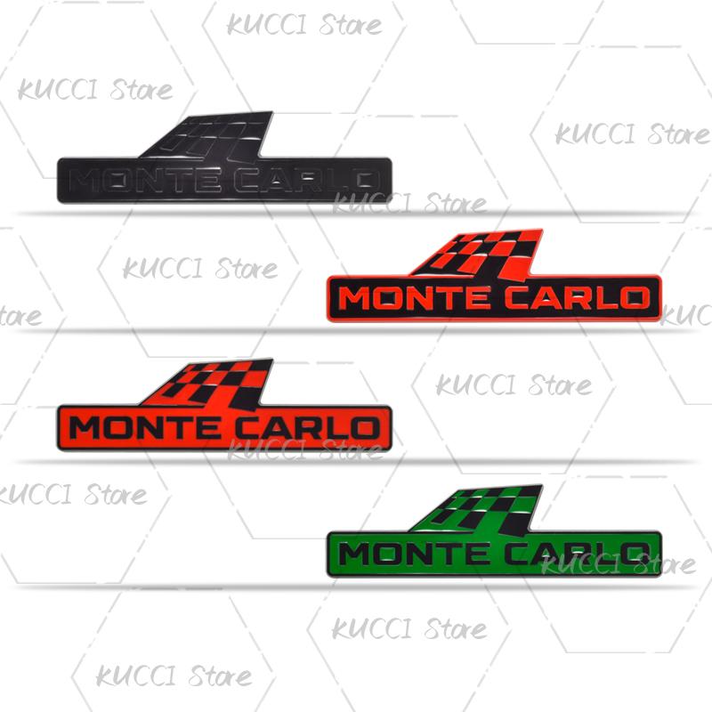 FSNK8 Alloy Metal Monte Carlo Racing Flag Grille Emblem Rear Trunk Badge Sticker For Skoda Fabia Octavia Kodiaq Superb VRS Kamiq Rapid