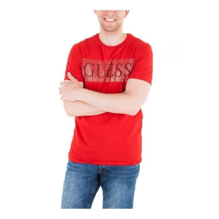 T-Shirt - Guess - M83I04 FOIL BAND - Rouge - 100% coton - Manches courtes