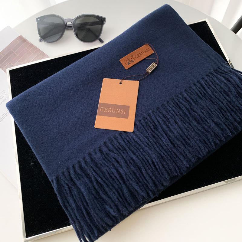 Cashmere Hand Feel Autumn And Winter Solid Color Scarf Women'S Thick Tassel Simple And Versatile Soft And Warm Imitation Cashmere Shawl