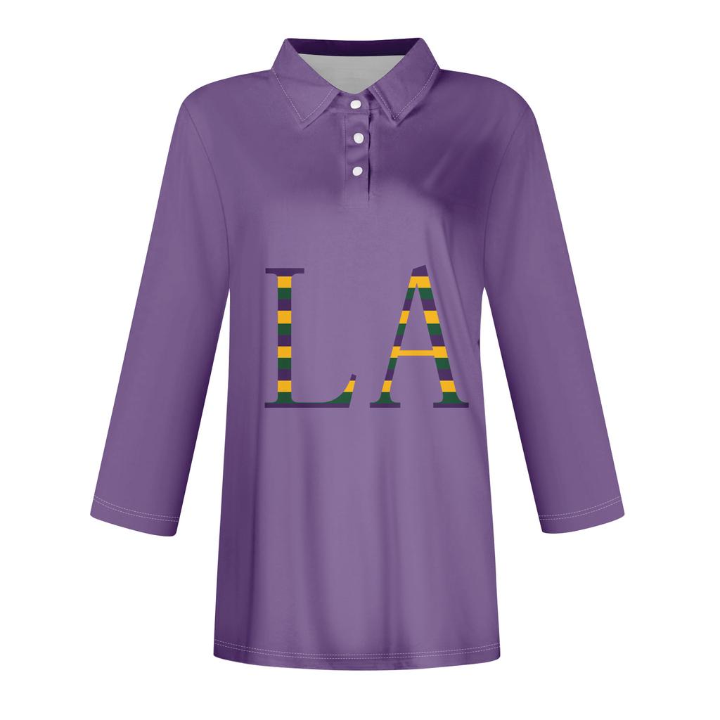 Женская модная повседневная рубашка с короткими рукавами 3/4 с лацканами и принтом, женские топы на пуговицах